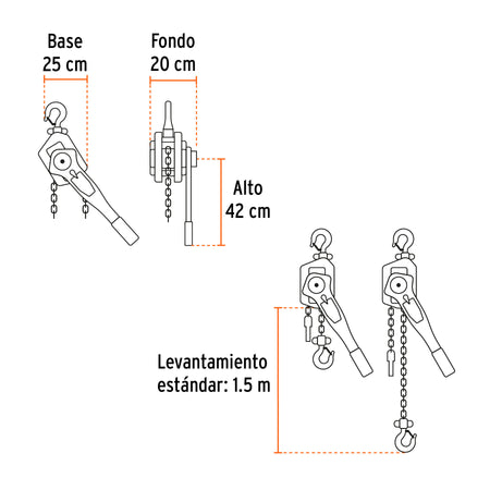 Polipasto de palanca 6 toneladas Truper