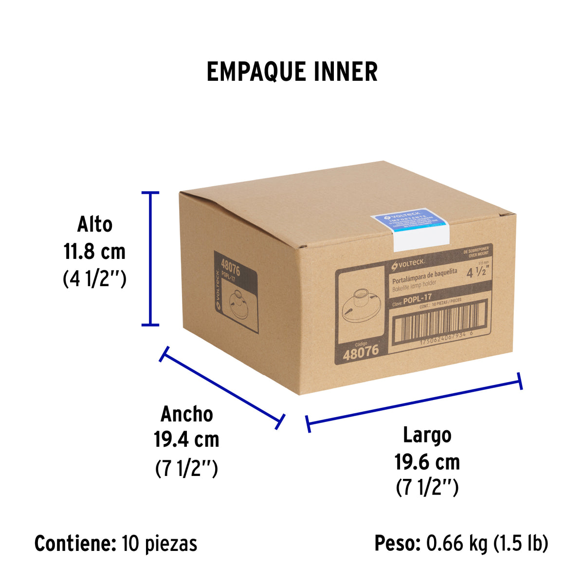 Portalámpara 4-1/2' de baquelita, Volteck