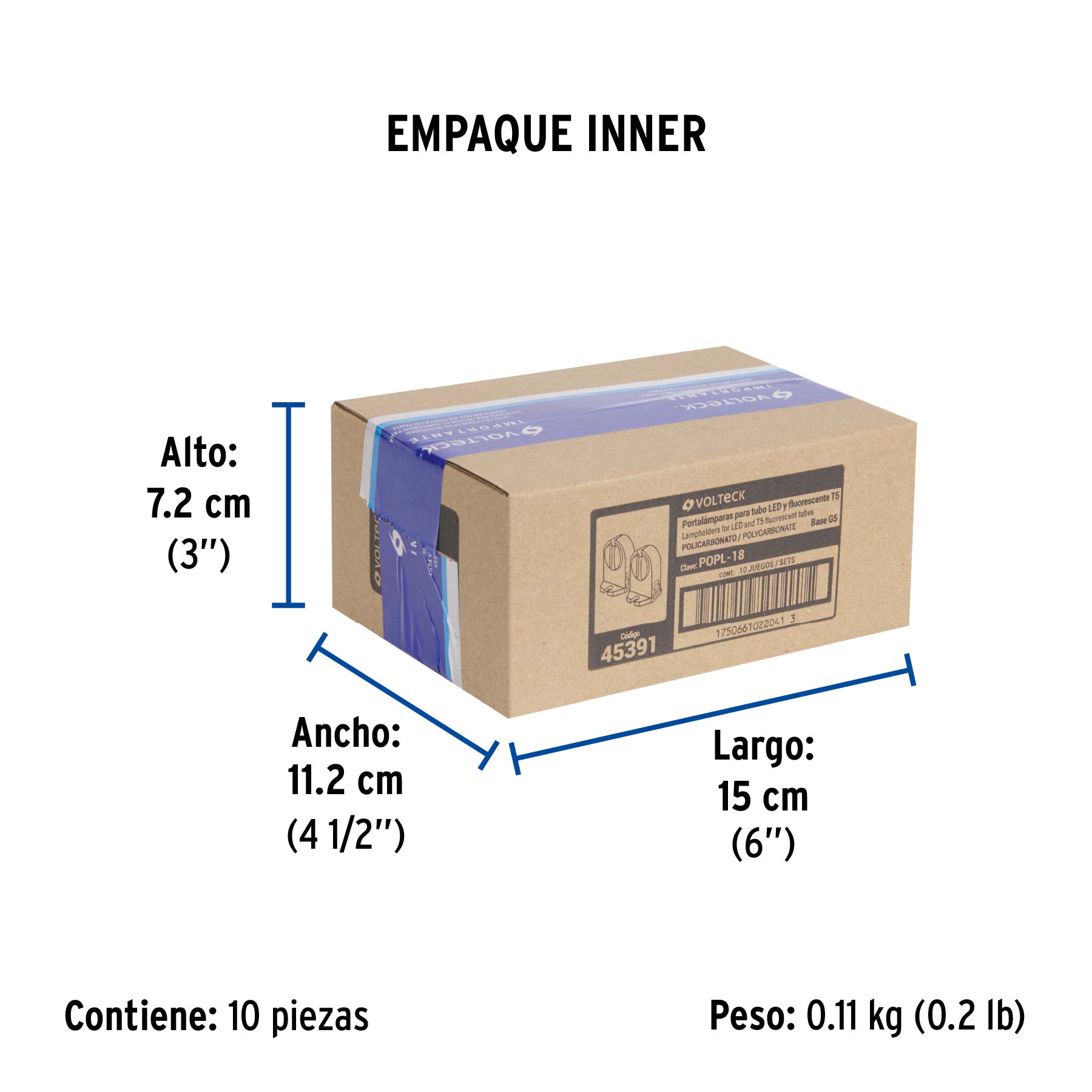 Bolsa 2 pz portalámparas p/tubo LED y fluorescente, base G5