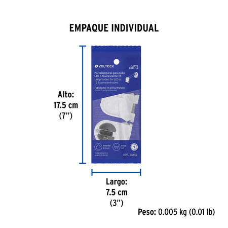 Bolsa 2 pz portalámparas p/tubo LED y fluorescente, base G5