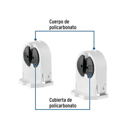 Bolsa 2 pz portalámparas p/tubo LED y fluorescente, base G5