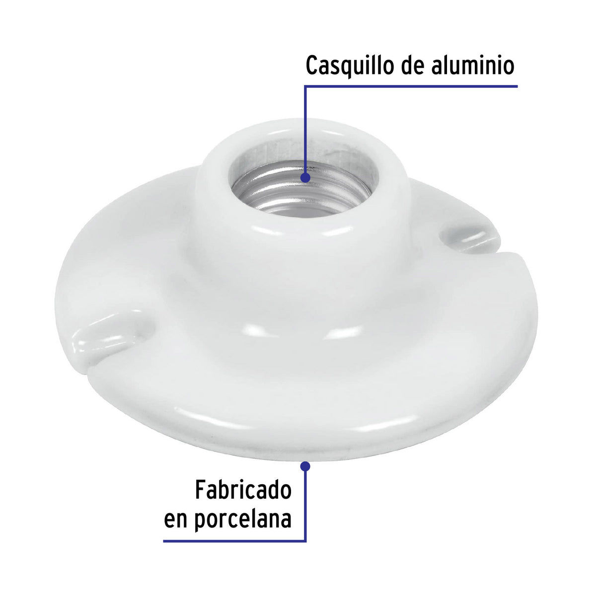 Portalámpara de porcelana, 3-1/2', redonda, Volteck