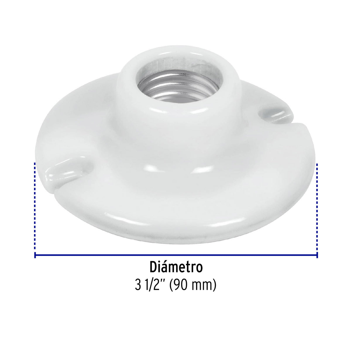 Portalámpara de porcelana, 3-1/2', redonda, Volteck