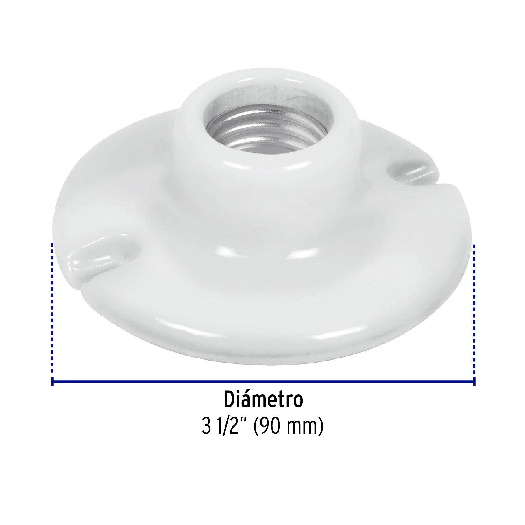 Portalámpara de porcelana, 3-1/2', redonda, Volteck