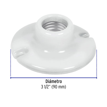 Portalámpara de porcelana, 3-1/2', redonda, Volteck