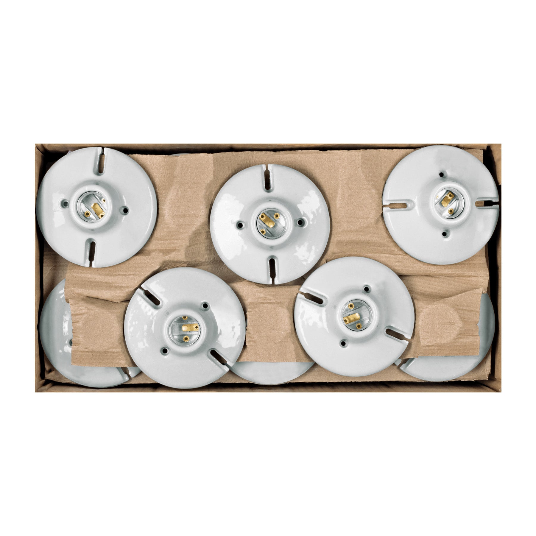 Portalampara de porcelana 4-1/2" redonda a granel Volteck