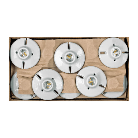 Portalampara de porcelana 4-1/2" redonda a granel Volteck