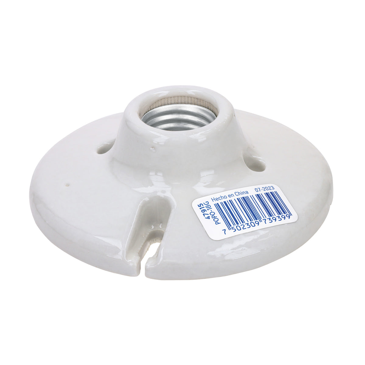 Portalampara de porcelana 4-1/2" redonda a granel Volteck