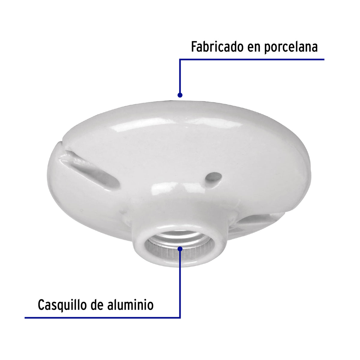 Portalampara de porcelana 4-1/2" redonda a granel Volteck