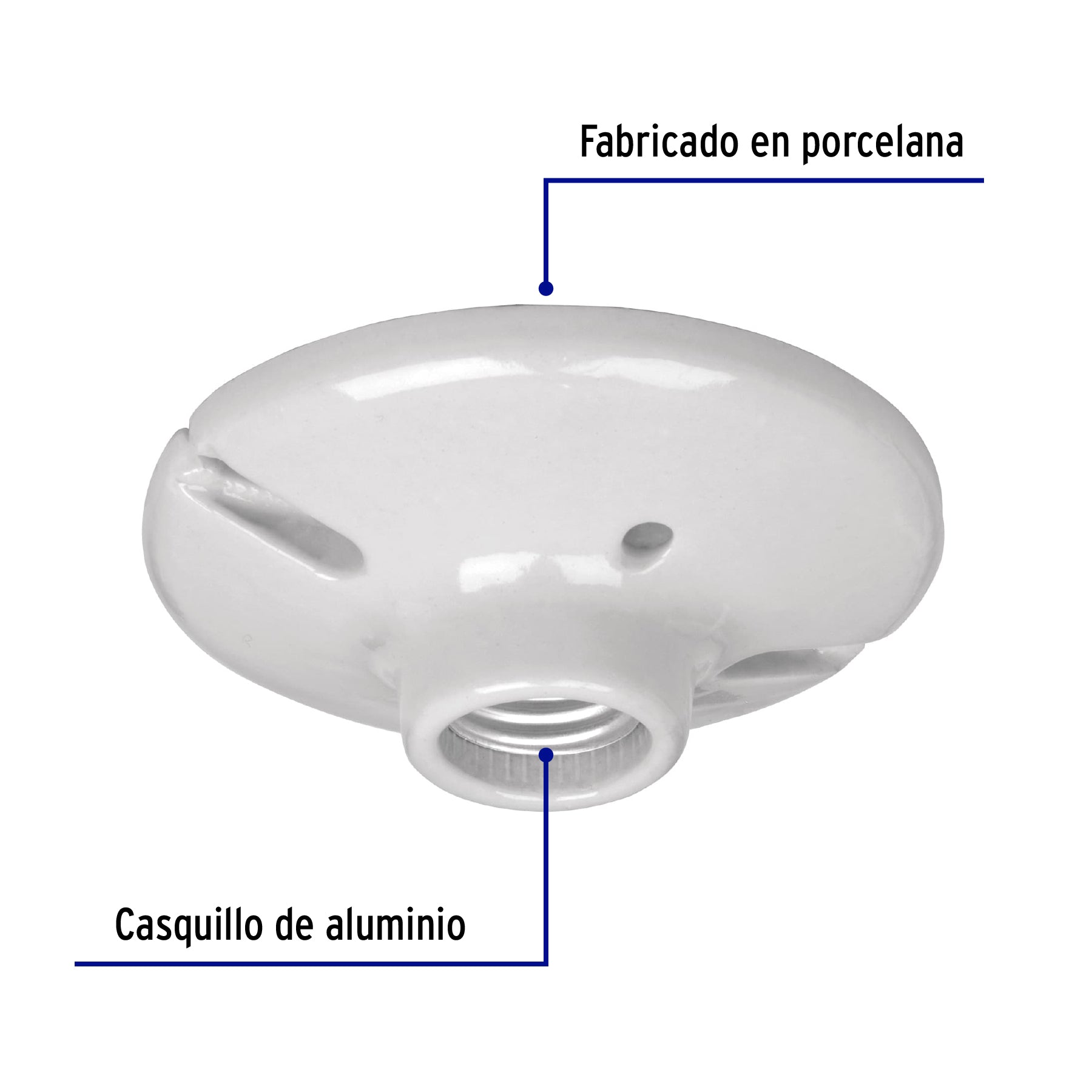 Portalampara de porcelana 4-1/2" redonda a granel Volteck