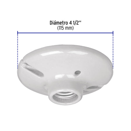 Portalampara de porcelana 4-1/2" redonda a granel Volteck
