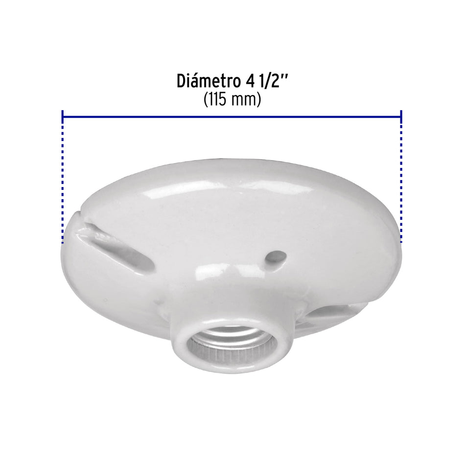 Portalampara de porcelana 4-1/2" redonda a granel Volteck