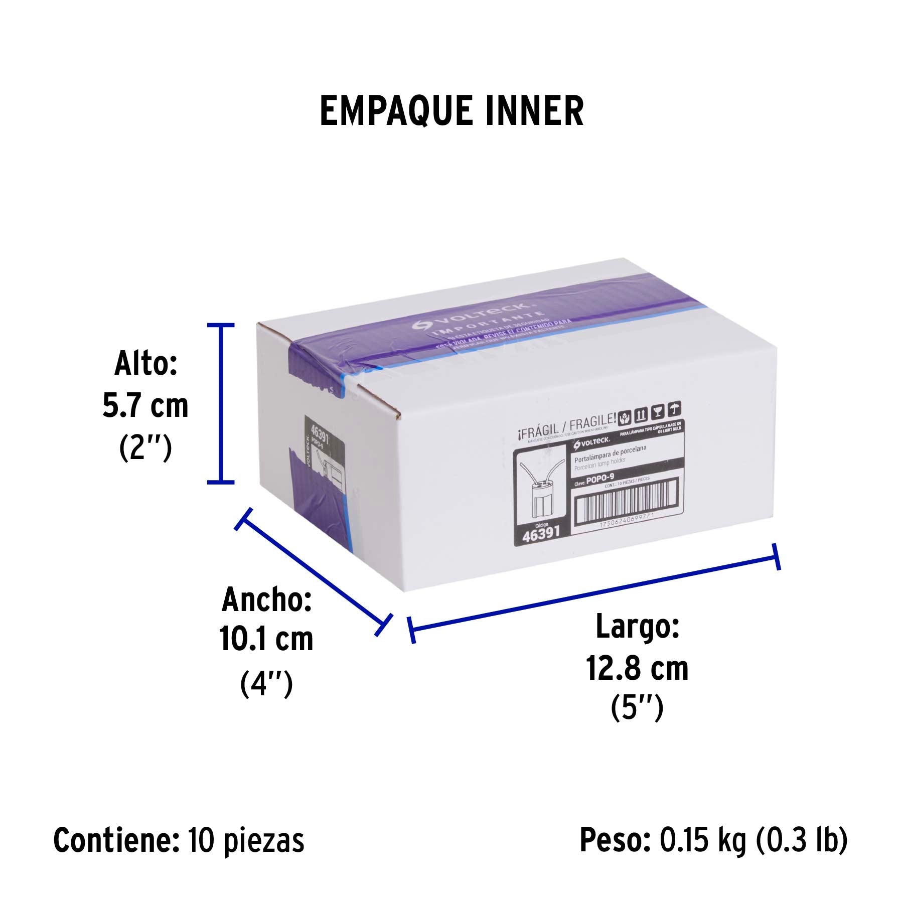 Portalámpara de porcelana para base G9, Volteck