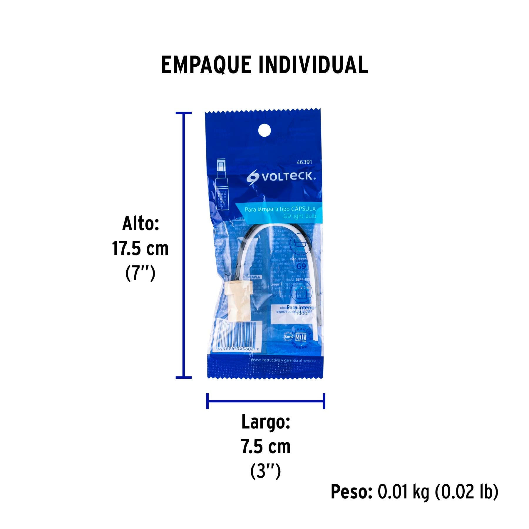 Portalámpara de porcelana para base G9, Volteck