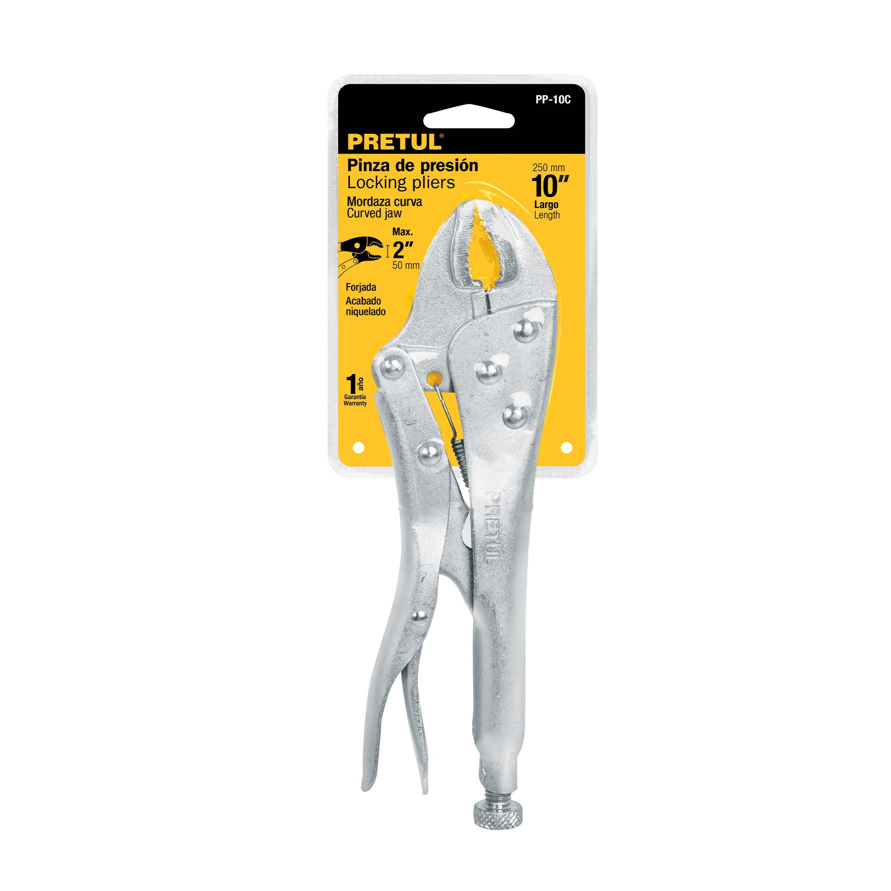 Pinza de presión 10' mordaza curva, Pretul 10'
