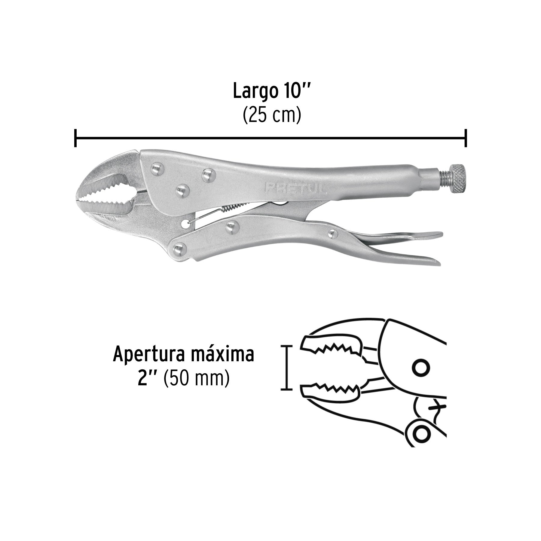 Pinza de presión 10' mordaza recta, Pretul