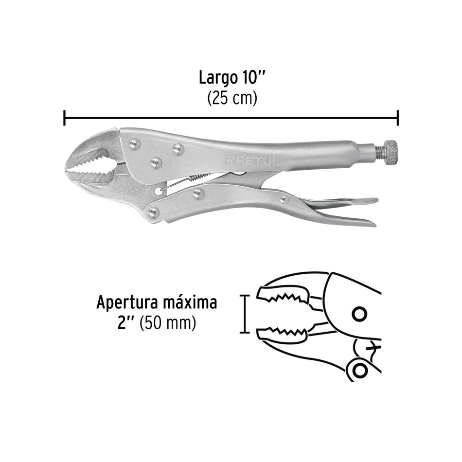 Pinza de presión 10' mordaza recta, Pretul