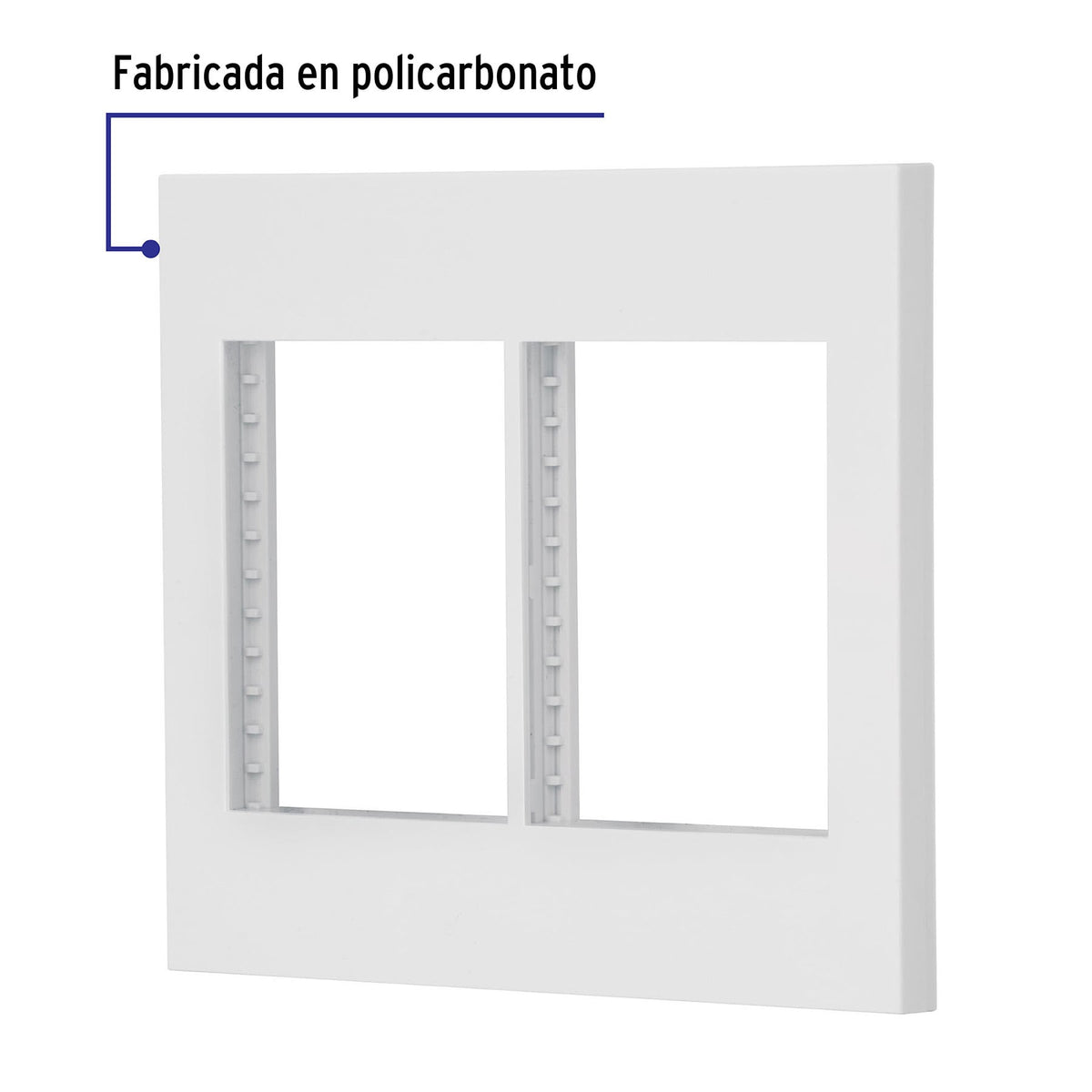 Placa 2 ventanas, 6 módulos, línea Española, color blanco blanco
