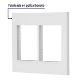 Placa 2 ventanas, 6 módulos, línea Española, color blanco blanco