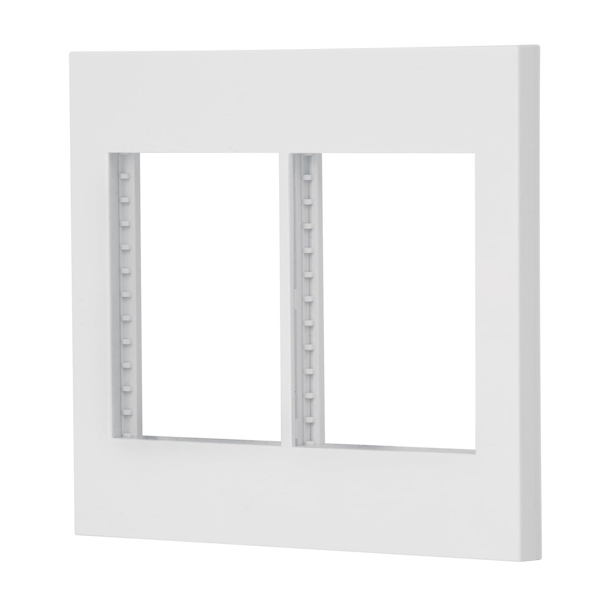 Placa 2 ventanas, 6 módulos, línea Española, color blanco blanco
