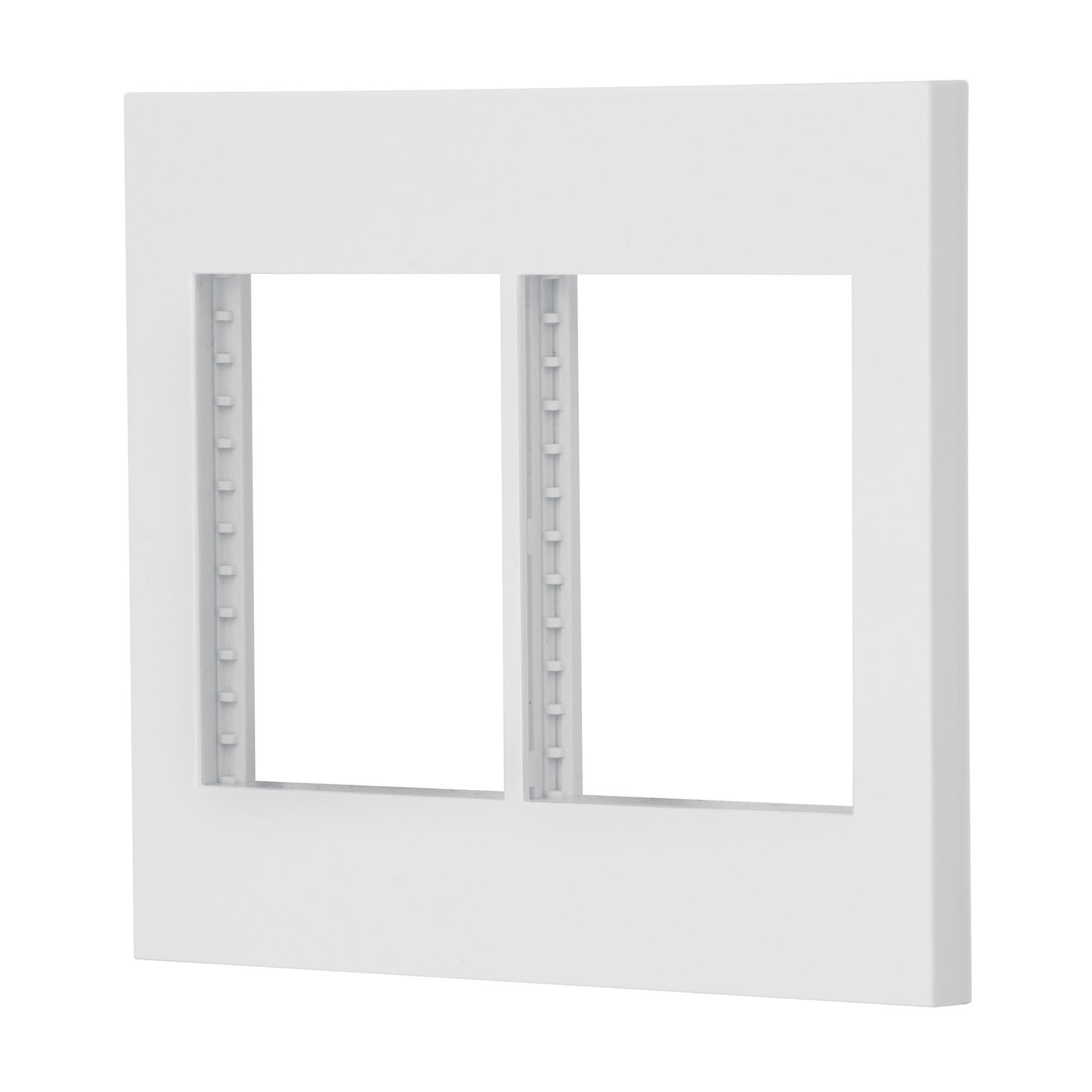 Placa 2 ventanas, 6 módulos, línea Española, color blanco blanco