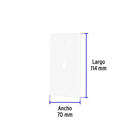 Placa de ABS pasacable, Standard, blanco, Volteck
