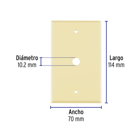 Placa de ABS pasacable, Standard, marfil, Volteck