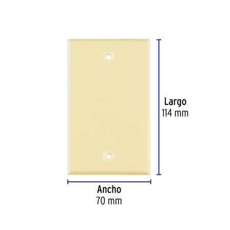 Placa de ABS ciega, Standard, marfil, Volteck