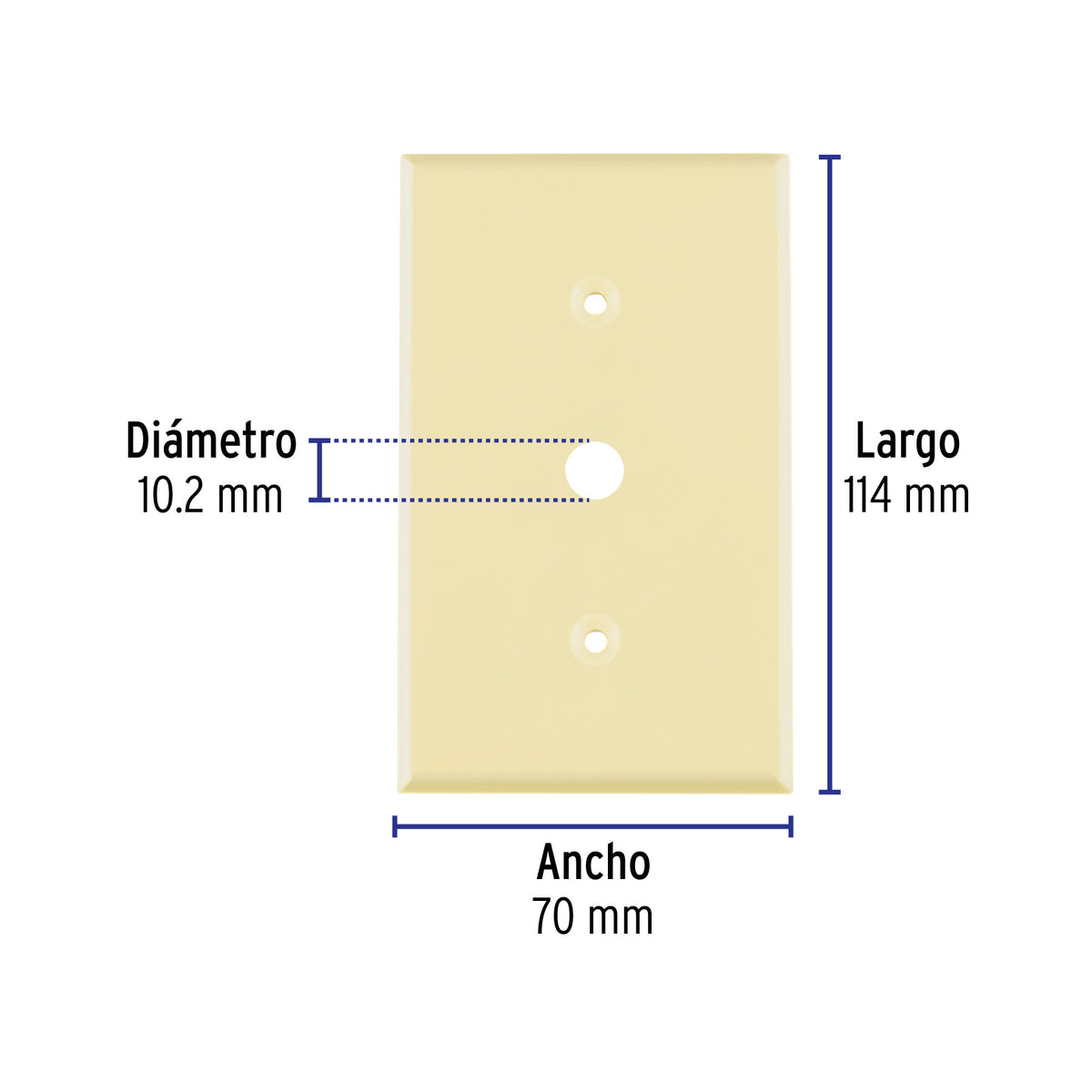 Placa de ABS para atenuador, Standard, marfil, Volteck