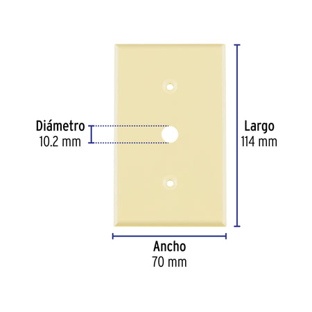 Placa de ABS para atenuador, Standard, marfil, Volteck