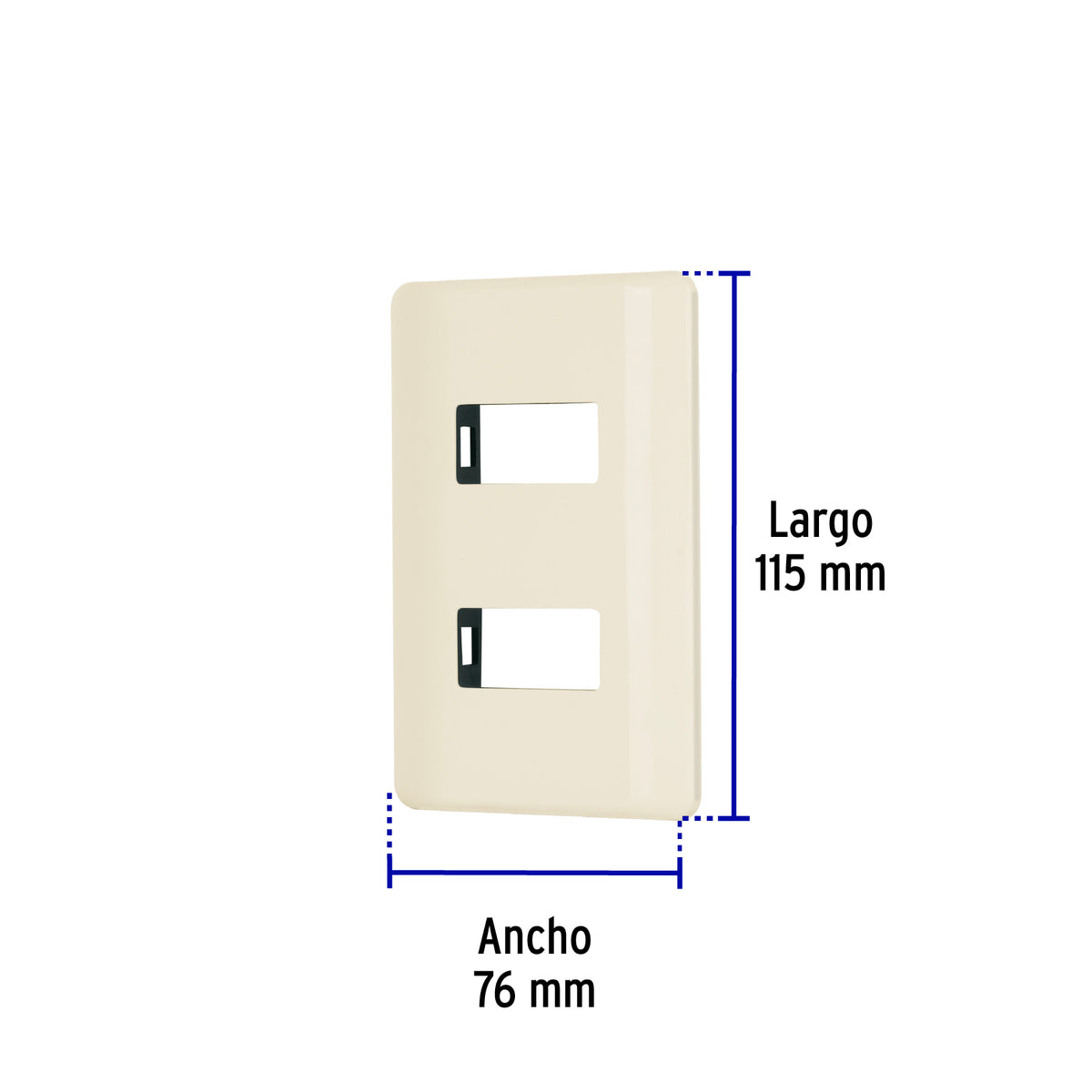 Placa 2 módulos, marfil, línea Volteck Basic