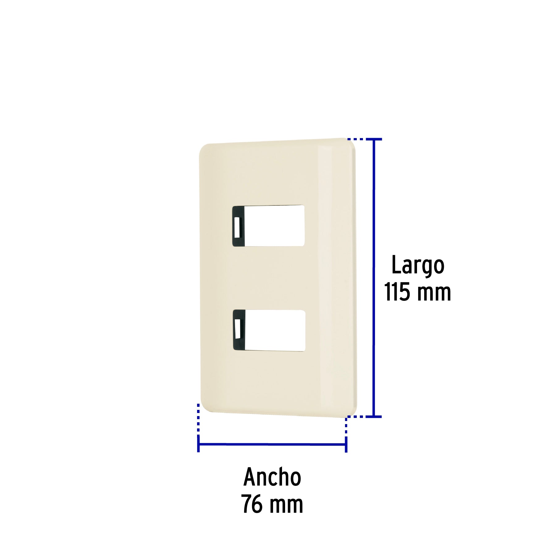 Placa 2 módulos, marfil, línea Volteck Basic