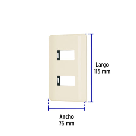 Placa 2 módulos, marfil, línea Volteck Basic