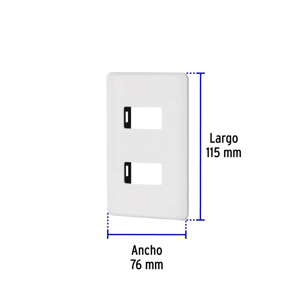 Placa 2 módulos de ABS, blanca, Volteck Basic
