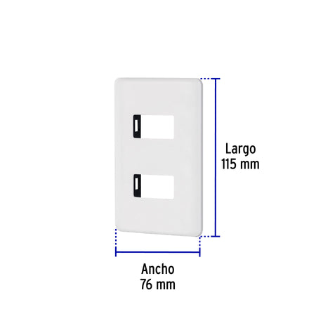 Placa 2 módulos de ABS, blanca, Volteck Basic