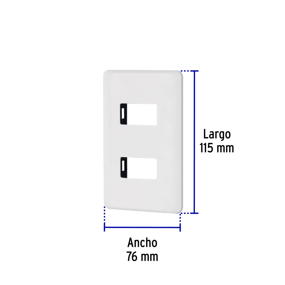 Placa 2 módulos de ABS, blanca, Volteck Basic