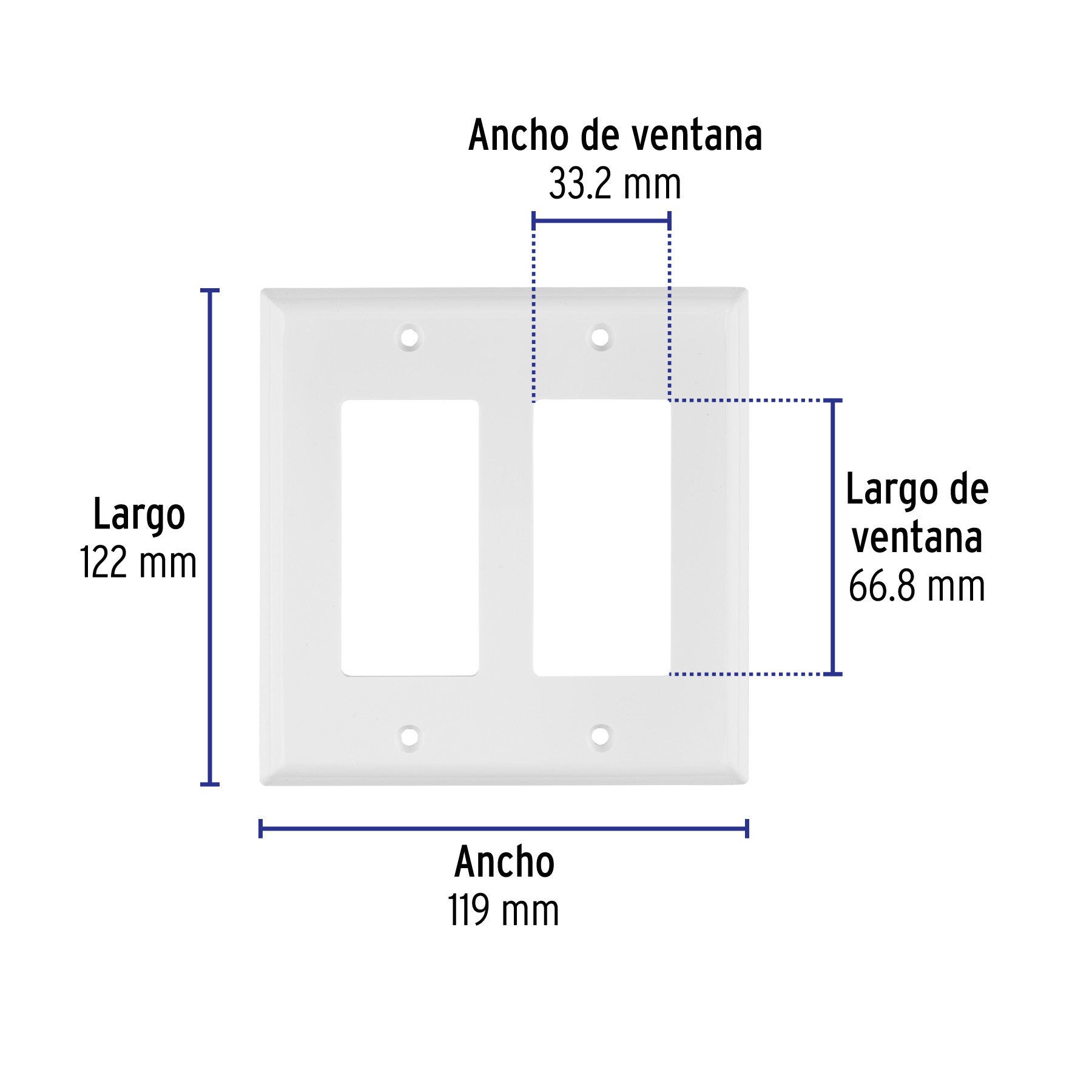 Placa 2 ventanas, de policarbonato, línea Classic, Volteck