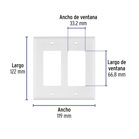 Placa 2 ventanas, de policarbonato, línea Classic, Volteck