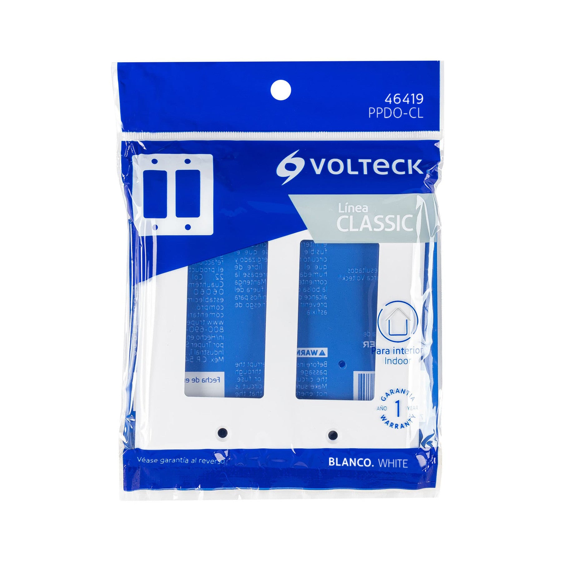 Placa 2 ventanas, de policarbonato, línea Classic, Volteck