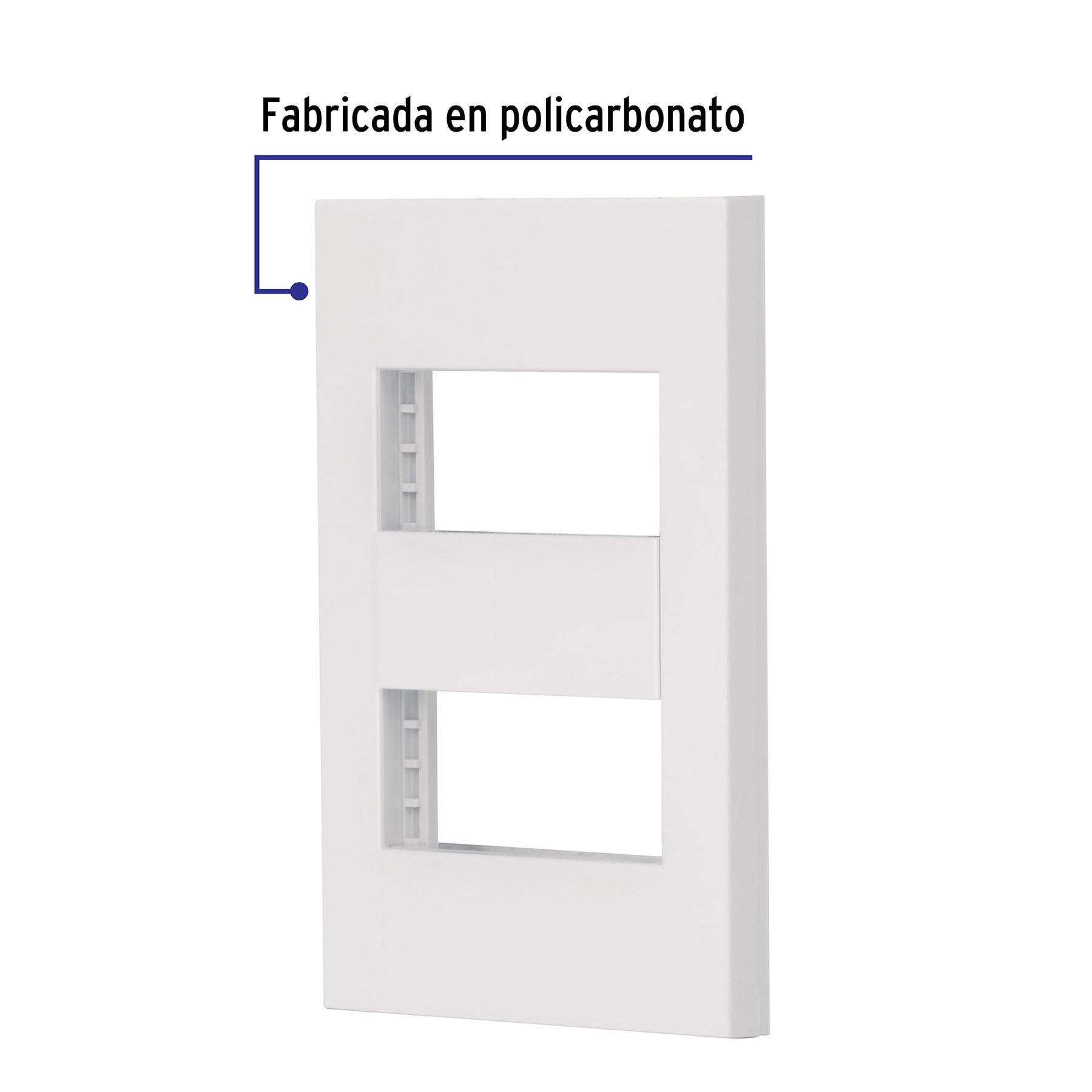 Placa 2 ventanas, 1 módulo, línea Española, color blanco blanco