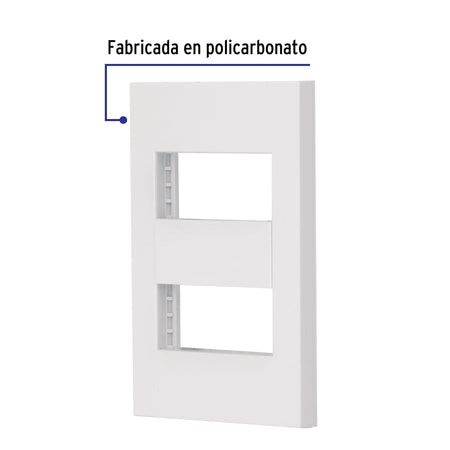 Placa 2 ventanas, 1 módulo, línea Española, color blanco blanco