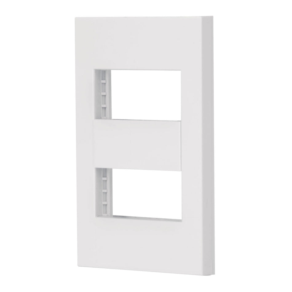 Placa 2 ventanas, 1 módulo, línea Española, color blanco blanco