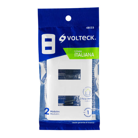 Placa de 2 módulos, blanca, Línea Italiana, VOLTECK blanca