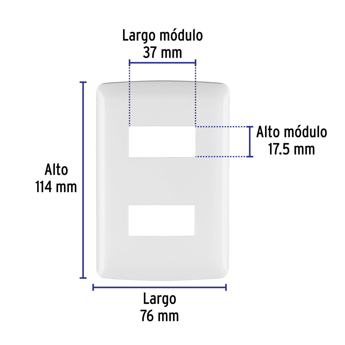 Placa de 2 módulos, blanca, Línea Italiana, VOLTECK blanca