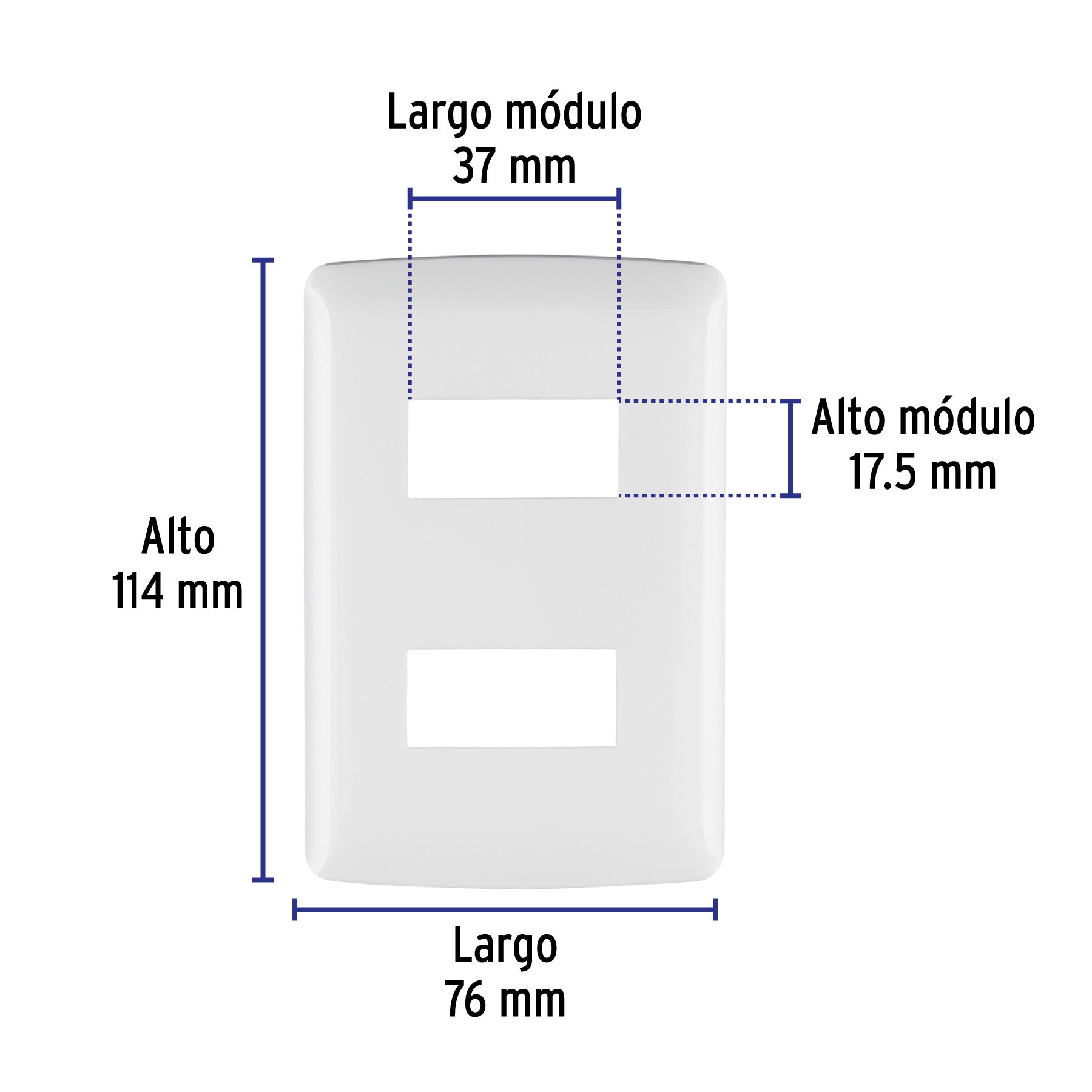 Placa de 2 módulos, blanca, Línea Italiana, VOLTECK blanca