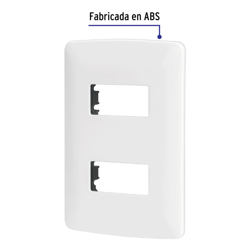 Placa de 2 módulos, blanca, Línea Italiana, VOLTECK blanca