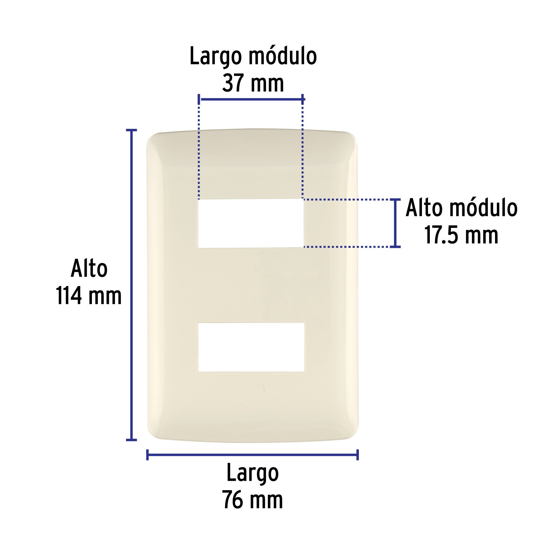 Placa de 2 módulos, marfil, Línea Italiana, VOLTECK
