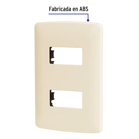 Placa de 2 módulos, marfil, Línea Italiana, VOLTECK
