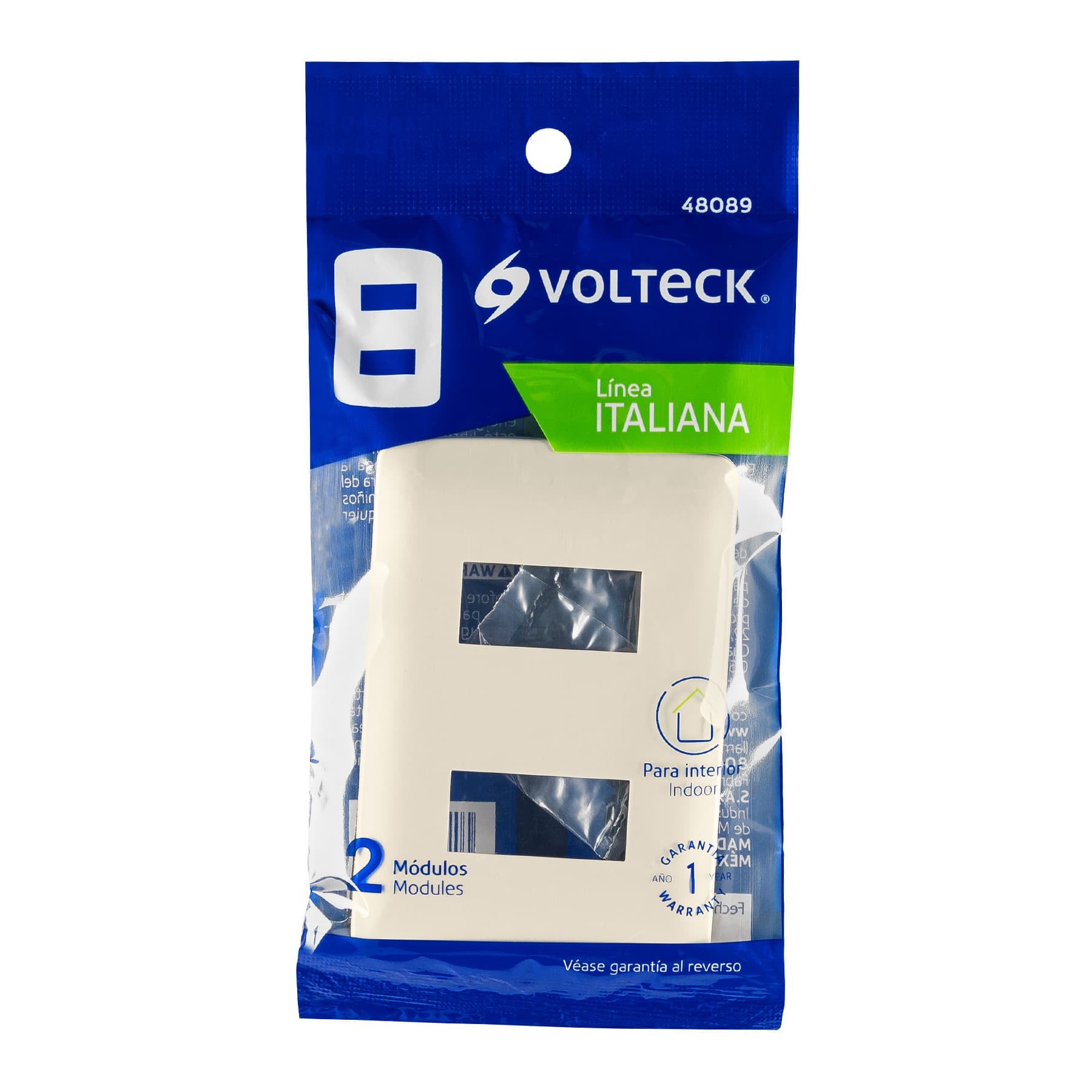 Placa de 2 módulos, marfil, Línea Italiana, VOLTECK