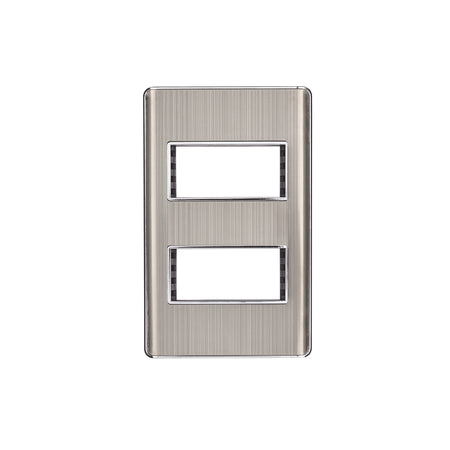 Placa de acero inox con 2 ventanas 1 módulo, línea Lisboa